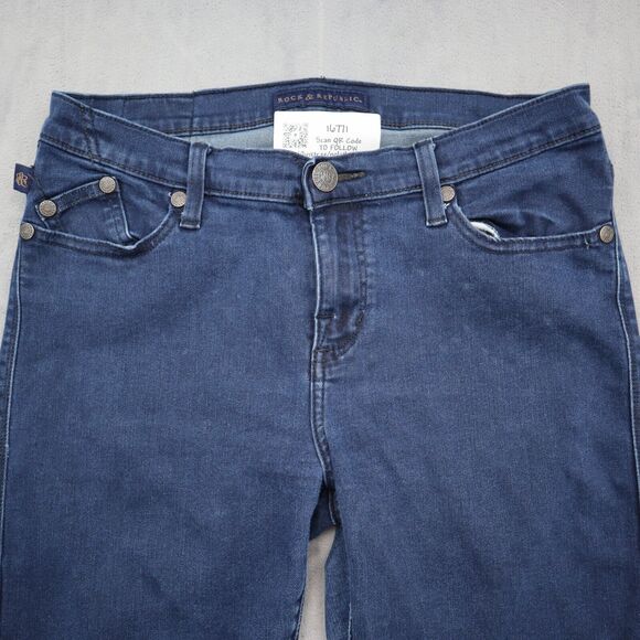 Rock Republic Pants Womens 12 Blue Bootcut Mid Rise Pocket Dark Wash Denim Jeans - Picture 10 of 16